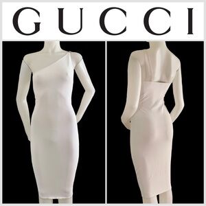GUCCI by TOM FORD S/S 2001 Bright White Dress Size Medium M VINTAGE RARE